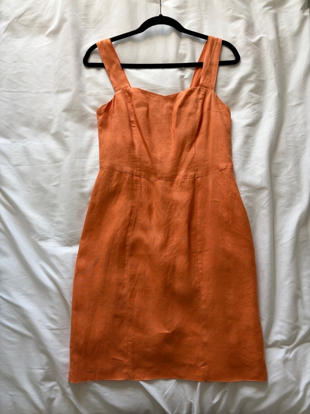 Vintage Linen Orange Sleeveless Sheath Dress